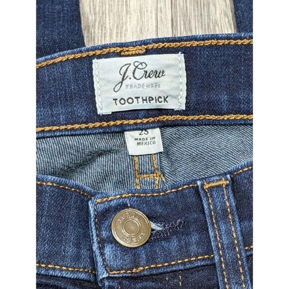 J. Crew Womens Size 25 Pockets Toothpick Skinny Whiskered Denim Blue Jeans - Picture 4 of 12